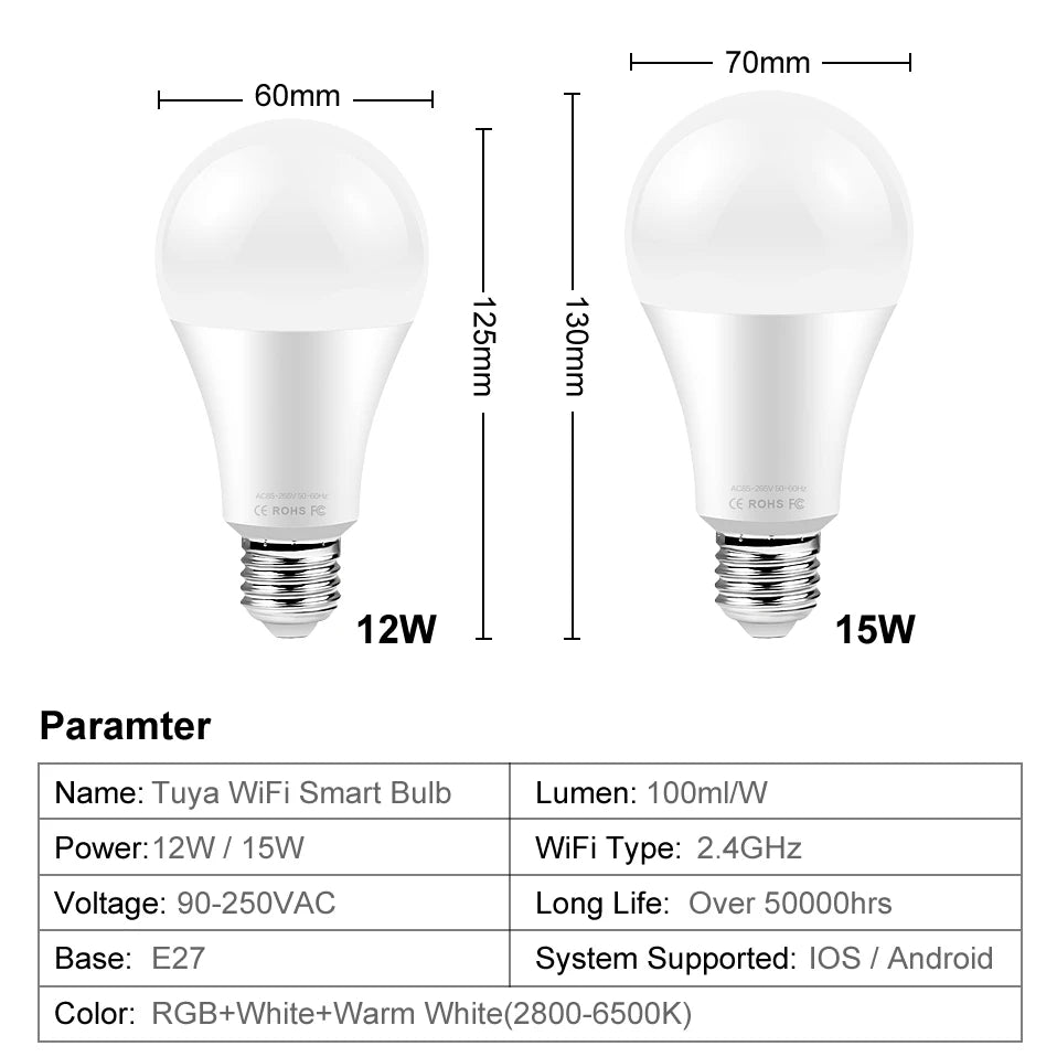 Smart Light Bulb WiFi Remote Controlled